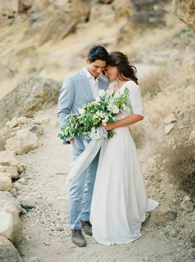 Serenity coloured suit for the groom. Image: Erich McVey